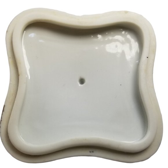 Blue Roses Porcelain Tea Box, Vintage Keepsake, Gold Trim Top Lid Trinket Jar - Picture 6 of 8